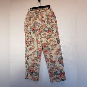 French Navy Women’s Vintage Floral Denim Straight Leg Jeans Size 28 Hi-Rise